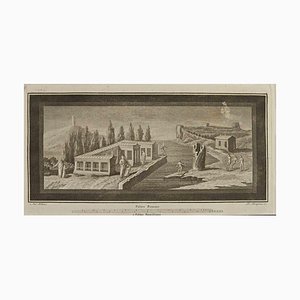 Pietro Campana, Flood In Ancient Roman Village, Etching, 18th Century