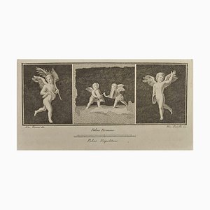 Nicola Fiorillo, Cupid in Pompeian Fresco, Etching, 18th Century