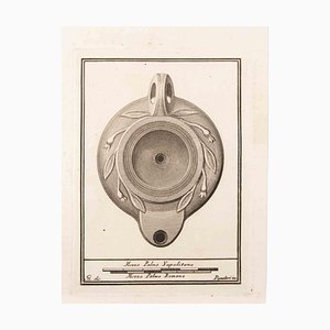 Carlo Pignatari, Oil Lamp with Decoration, Etching, 18th Century