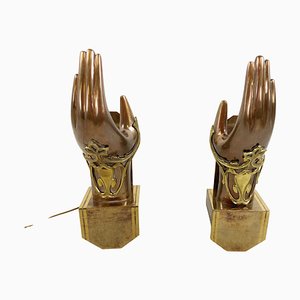 Appliques Murales en Forme de Main en Bronze, 1990s, Set de 2