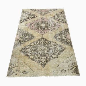 Tapis Oushak Vintage en Laine Beige, Turquie, 1960s