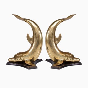 Solid Brass Dolphin Console Legs, 1960s, Set of 2