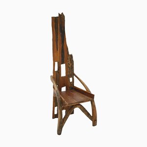 Handcrafted Sculptural Wooden Throne, Germany, 1920s