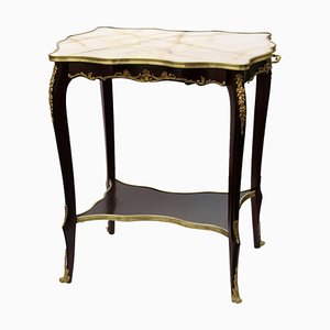 Serving Table in Mahogany, Gilded Bronze & Marble Top, 1890s