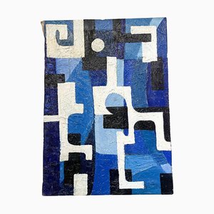 Composition Abstraite Bleue et Blanche, 1958, Painting