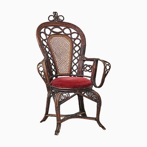Antique Swedish Woven Rattan Basket Chair