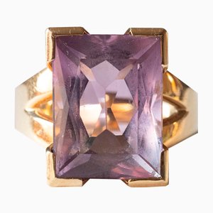 14 Karat Gold Cocktail Ring with Amethyst, 1960s-1970s