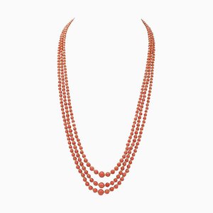 Collar de varios hilos con coral, años 50