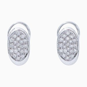 Aretes de oro blanco de 18 kt con diamantes. Juego de 2