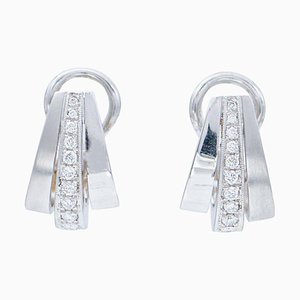 Boucles d'Oreilles en Or Blanc 18k avec Diamants, Set de 2