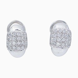 Aretes de oro blanco de 18 kt con diamantes. Juego de 2