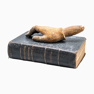 Spanish Artist, Sculpture with Book and Mysterious Hand, 1990, Wood