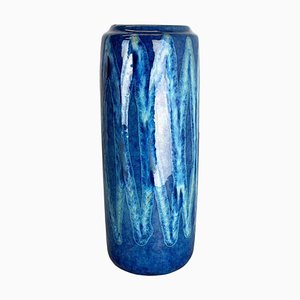 Blue Zigzag Fat Lava Vase from Scheurich, Germany, 1970s