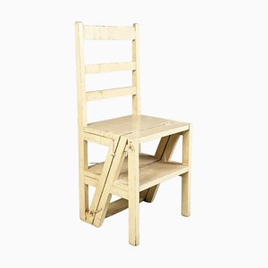 Italian Staircase Chair in Cream White Wood, 1960s