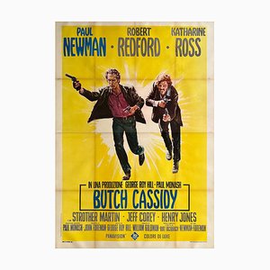 Póster de la película italiana Butch Cassidy and the Sundance Kid, años 70