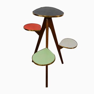 Flower Stool with Colourful Resopal Shelves, 1950s