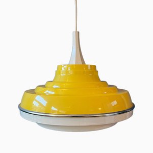 Vintage Space Age Yellow Pendant Lamp from Massive Belgium