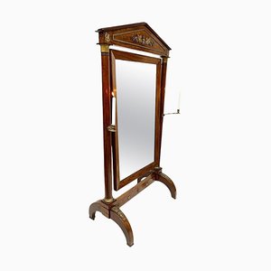 19th Century French Mahogany and Ormalu Empire Cheval Mirror