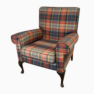Vintage Deep Seated Armchair Tartan Fabric