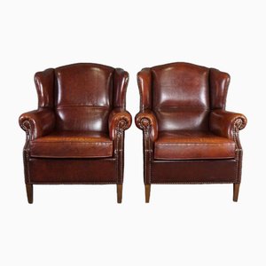 Lounge Chairs in Sheep Leather, Set of 2