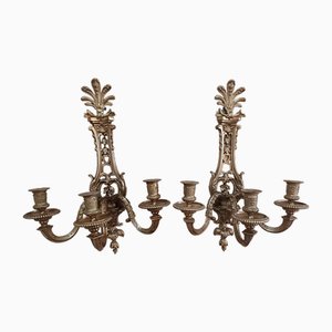 Antique Wall Sconces in Brass and Gilt, 1890s, Set of 2