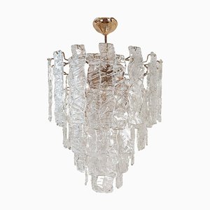 Lámpara de araña italiana Mid-Century de cristal de Murano atribuida a Paolo Venini, años 70