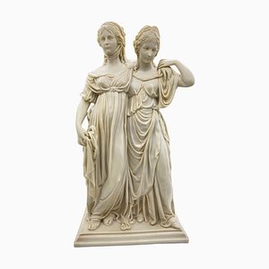 D'après Johann G. Schadow, Groupe Sculptural de Princesses Luise und Friederike, Fin 18ème ou Début 19ème Siècle, Pierre