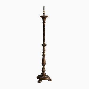 Polychrome & Gilt Wood Standard Lamp