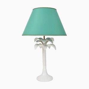 White Palm Tree Faux Bamboo Table Lamp from Tommaso Barbi, Italy, 1970s