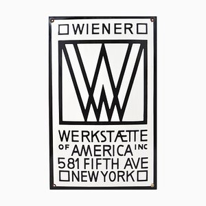 Wiener Werkstätte of America Inc New York Enameled Advertising Sign by Josef Hoffmann, 1960s