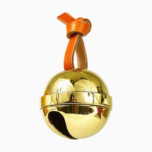 Handcrafted Jingle Bell #5039 Briefbeschwerer aus Messing, Leder zugeschrieben Carl Auböck, Österreich, 2022