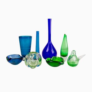 Vintage Scandinavian Glass Vases, 1960s, Set of 8