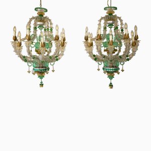 Murano Blow Glass Ceiling Lamps, 1930s, Set of 2