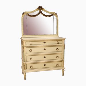 Italian Lacquered Commode with Mirror in Louis XVI Style, 1960