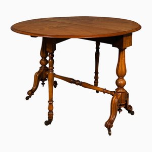 Antique English Sutherland Table in Burr Walnut