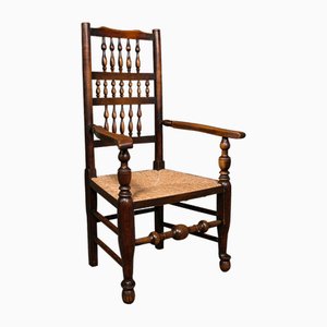 Antique English Lancashire Spindle Back Carver Chair
