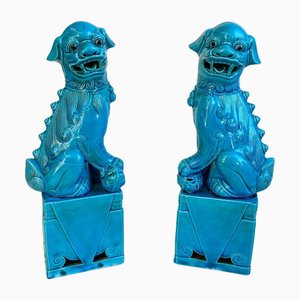 Figuras de perro dragón chino vintage, 1970. Juego de 2