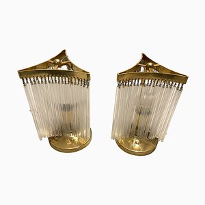 Tischlampen aus Messing aus Muranoglas, 1970er, 2er Set