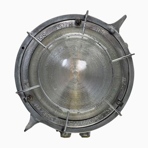 Runde Wandlampe aus Aluminiumguss mit Reed Glas von Eow, 1970er