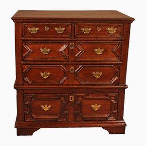 Antique Jacobean Chest of Drawers in Oak and Walnut, 1600s