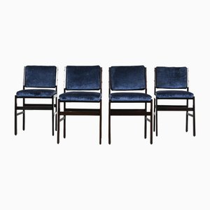 Samt & Teak Stühle von Vittorio Dassi, Italien 1960er, 4er Set
