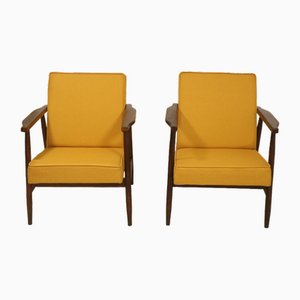 Yellow Fabric Model 300-190 Armchairs by Henryk Lis, 1970s Set of 2