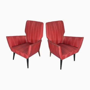 Rote Mid-Century Sessel, Italien, 1950er, 2er Set