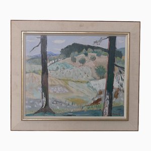Gerhard Karlmark, Modernist Landscape, 1960s, Oil on Panel