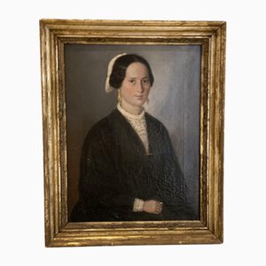 Portrait, 19th Century, Small Oil Painting, Framed