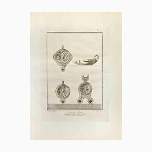 Vincenzo Segoni, Pompeian Style Oil Lamps, Etching, 18th Century