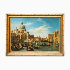 After Bernardo Bellotto, Gondolas, Late 18th Century, Oil on Canvas, Framed