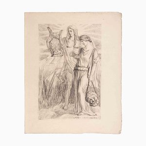 Andre Leroux, Orpheus and Eurydice, Pencil Drawing, 1927