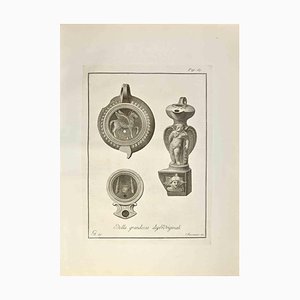 Marcantonio Iacomino, Oil Lamp with Pegasus, Cupid, Etching, 18th Century