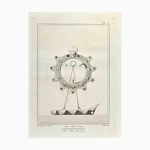 Nicola Fiorillo, Oil Lamps Sun and Boat, Etching, 18th Century